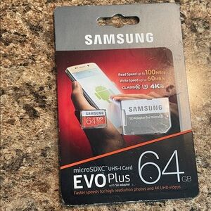 Samsung EVO Plus 64GB MicroSDXC Card with SD Adapter - Black, Red